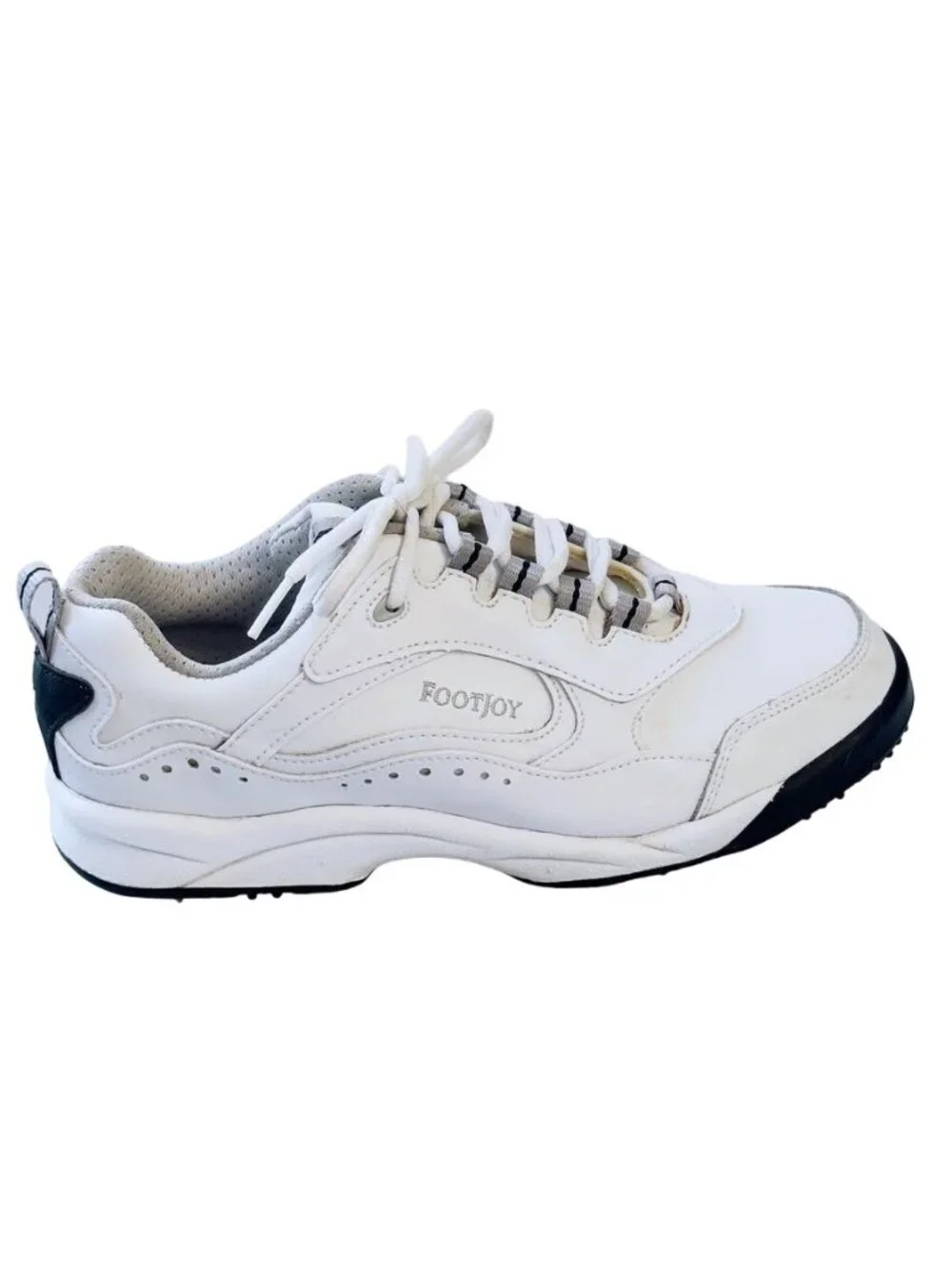 FOOTJOY GreenJoys Women's Golf Shoes White Leather Lace-up Spikes Size 7.5W